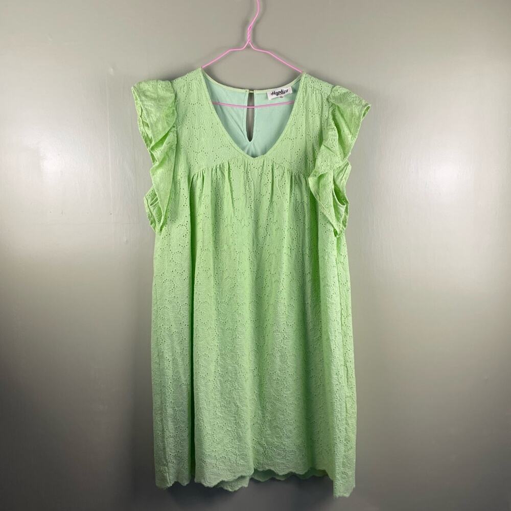 Haptics green eyelet flutter sleeve mini dress